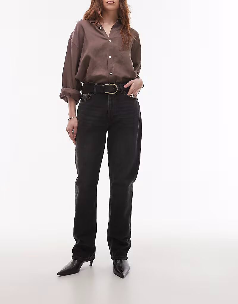 Джинсы Topshop Kort прямого кроя с высокой талией, черного цвета
Джинсы Topshop Kort прямого кроя с высокой талией, черного цвета