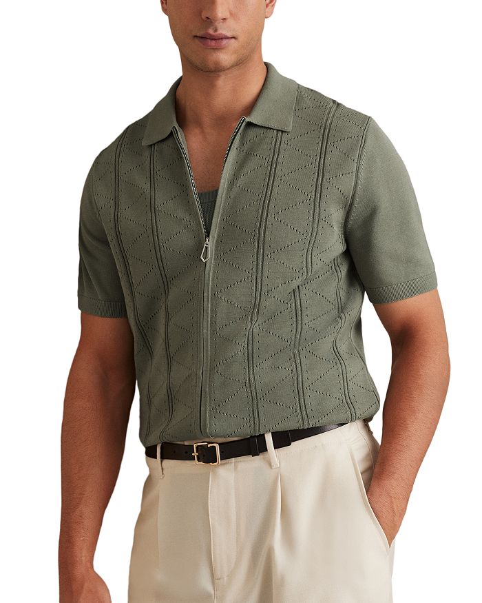 Пуловер с молнией спереди Pointelle REISS, зеленый
Пуловер с молнией спереди Pointelle REISS, зеленый