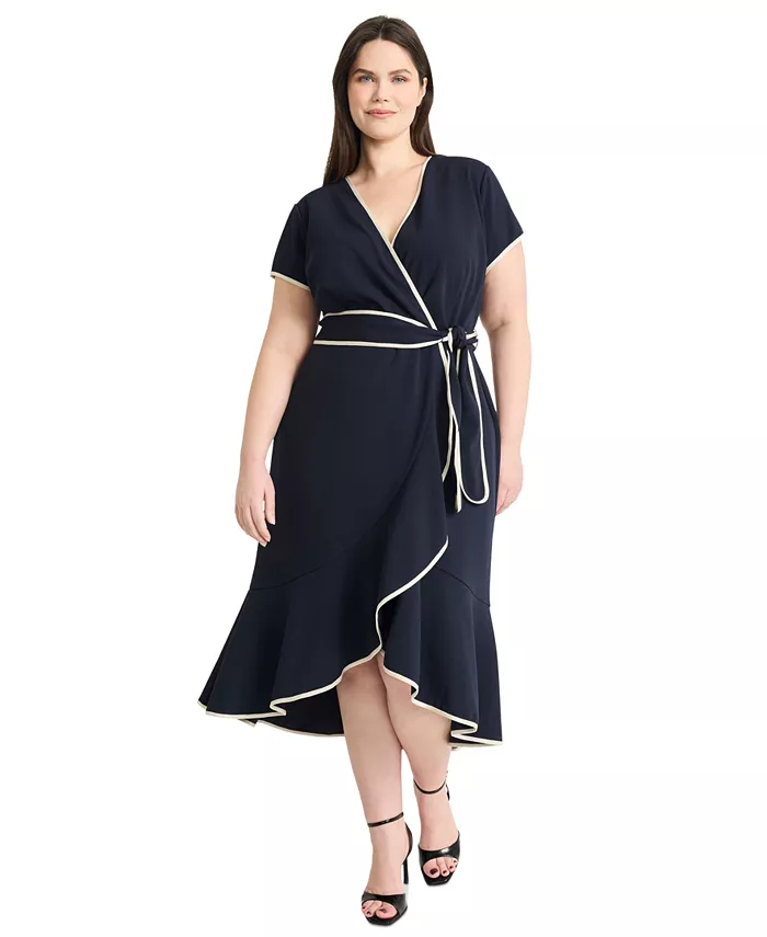 Платье миди больших размеров с контрастной отделкой и завязкой на талии Maggy London, синий
Платье миди больших размеров с контрастной отделкой и завязкой на талии Maggy London, синий