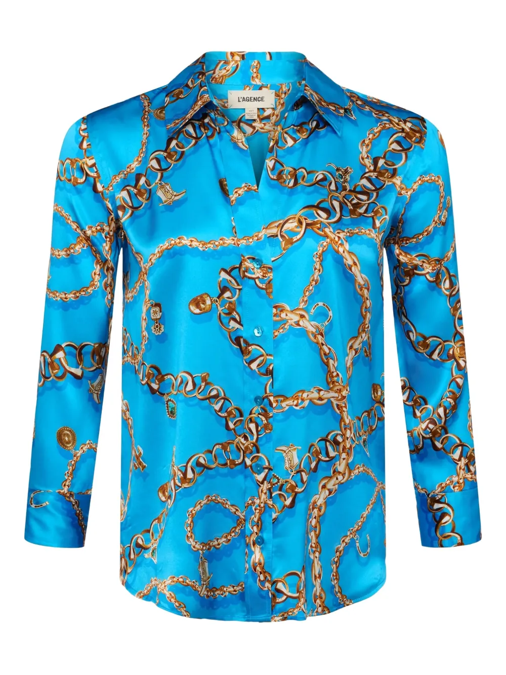 Рубашка с рукавами три четверти и принтом в виде цепочек L'Agence, синий
Рубашка с рукавами три четверти и принтом в виде цепочек L'Agence, синий