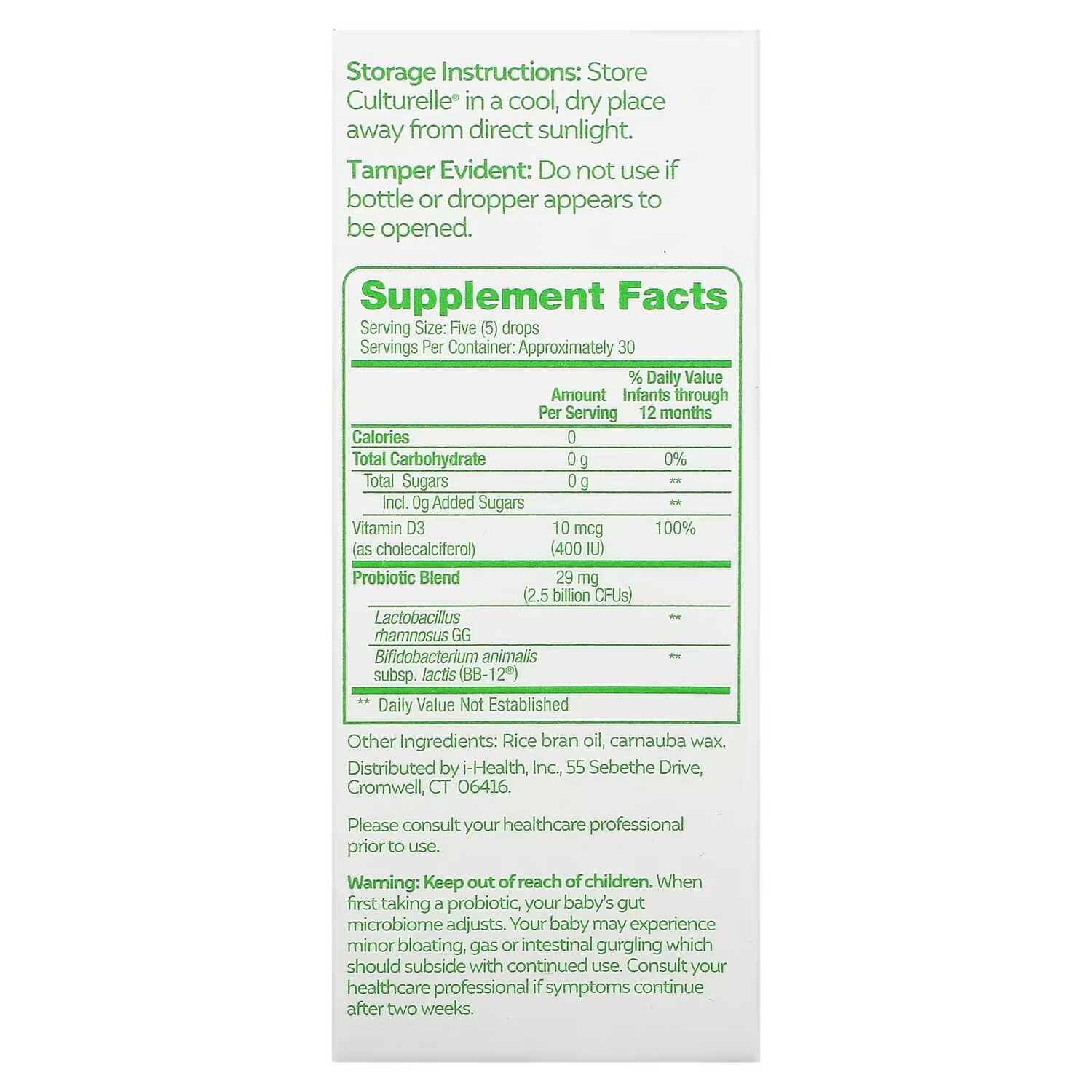 Пробиотик и витамин D в каплях Culturelle Probiotics, 9 мл
Пробиотик и витамин D в каплях Culturelle Probiotics, 9 мл