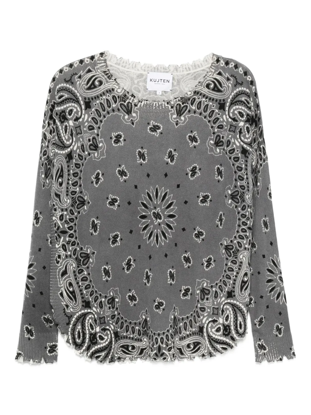 Свитер с узором пейсли и бахромой по краям kujten, серый
Свитер с узором пейсли и бахромой по краям kujten, серый