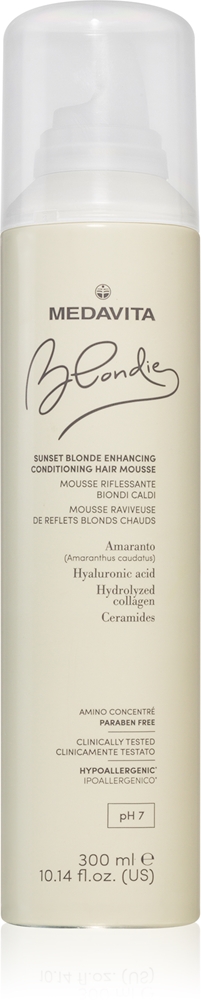 Кондиционер-Мусс Blondie Sunset Blonde, улучшающий цвет волос, для теплых светлых волос Medavita, 300 мл
Кондиционер-Мусс Blondie Sunset Blonde, улучшающий цвет волос, для теплых светлых волос Medavita, 300 мл