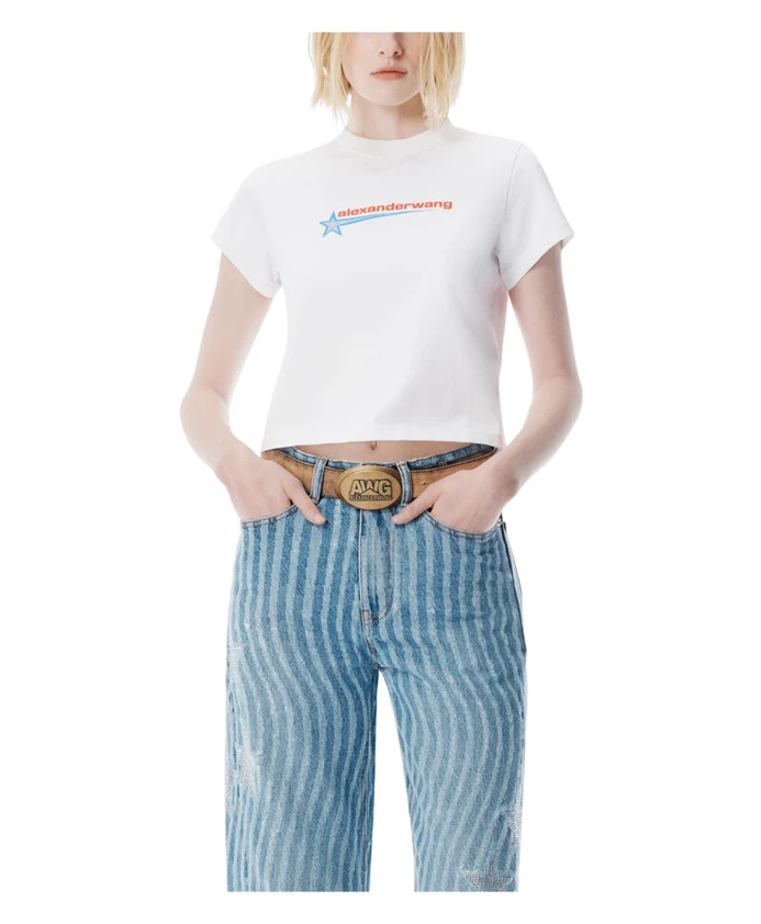 Укороченная футболка с графическим принтом Alexander Wang, белый
Укороченная футболка с графическим принтом Alexander Wang, белый
