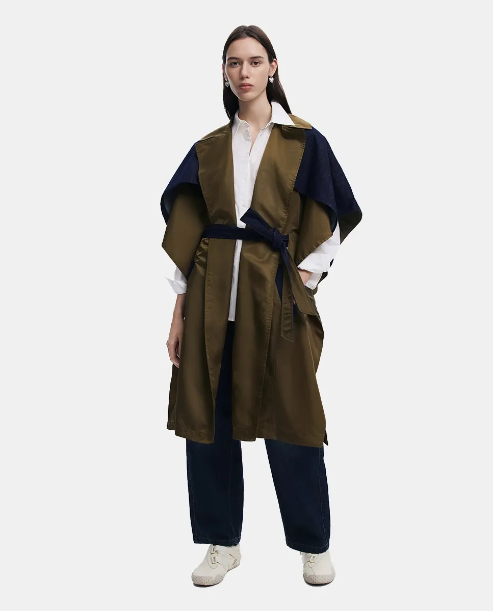 Пончо в стиле тренч с комбинированными материалами Desigual, зеленый
Пончо в стиле тренч с комбинированными материалами Desigual, зеленый