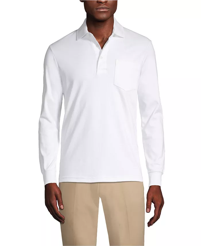 Мужская хлопковая поло с длинным рукавом из пима-хлопка с карманом Lands' End, белый
Мужская хлопковая поло с длинным рукавом из пима-хлопка с карманом Lands' End, белый