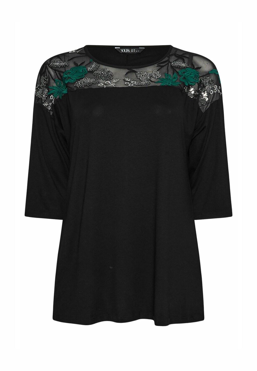 Топ с длинными рукавами EMBELLISHED SWING Yours Clothing, черный 
Топ с длинными рукавами EMBELLISHED SWING Yours Clothing, черный