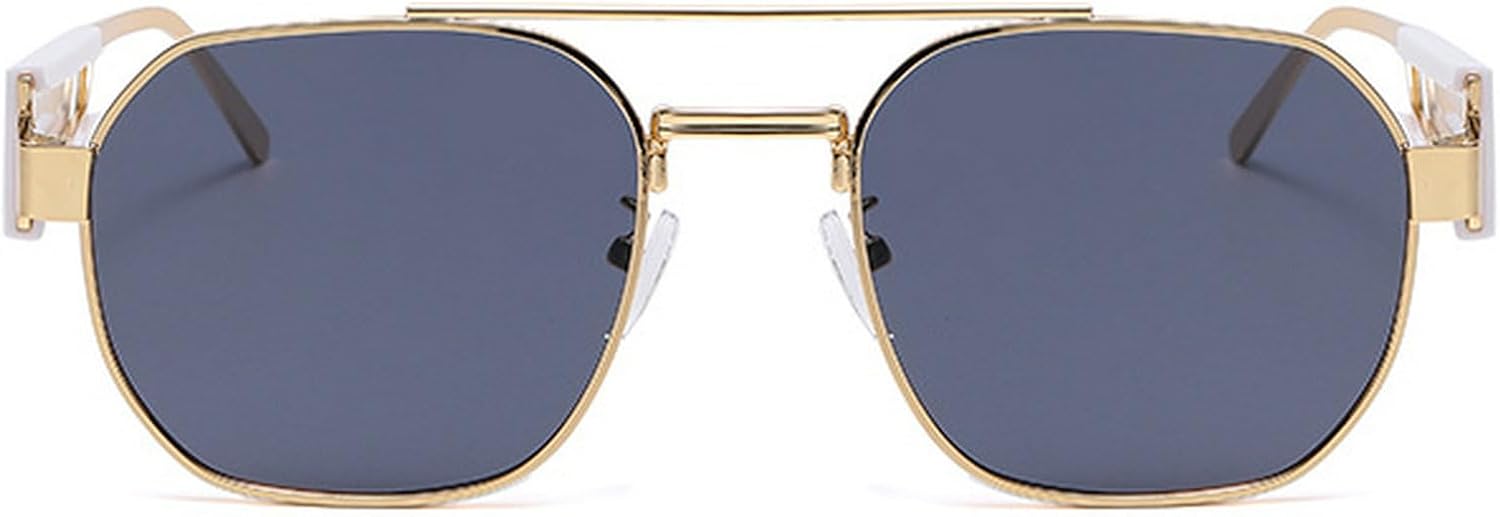 Ретро-солнцезащитные очки-пилот для женщин и мужчин, модные квадратные солнцезащитные очки с двойным дужком, трендовые очки с защитой от УФ-излучения UV400 mincl, White Gold Black
Ретро-солнцезащитные очки-пилот для женщин и мужчин, модные квадратные солнцезащитные очки с двойным дужком, трендовые очки с защитой от УФ-излучения UV400 mincl, White Gold Black