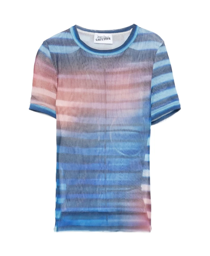 Полосатая сетчатая футболка с короткими рукавами Jean Paul Gaultier, синий
Полосатая сетчатая футболка с короткими рукавами Jean Paul Gaultier, синий
