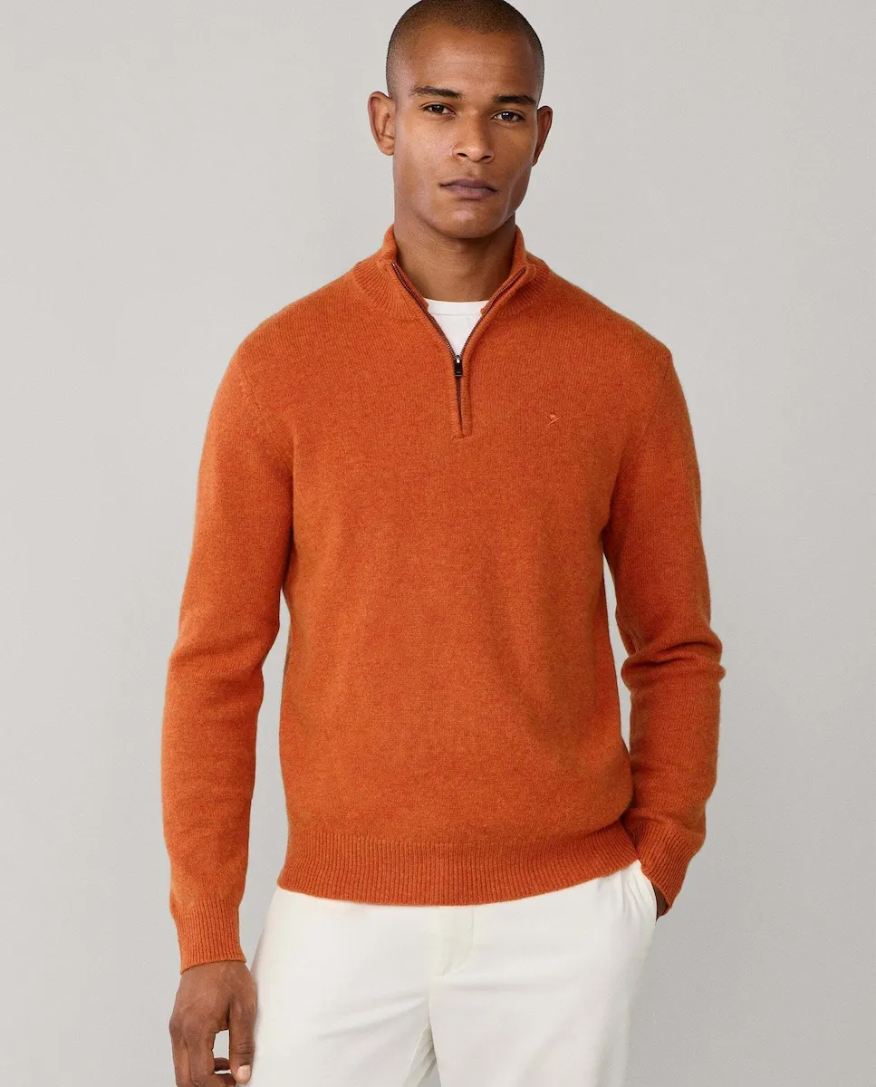 Мужской свитер из шерсти ягненка с четвертной застежкой-молнией Hackett, оранжевый
Мужской свитер из шерсти ягненка с четвертной застежкой-молнией Hackett, оранжевый
