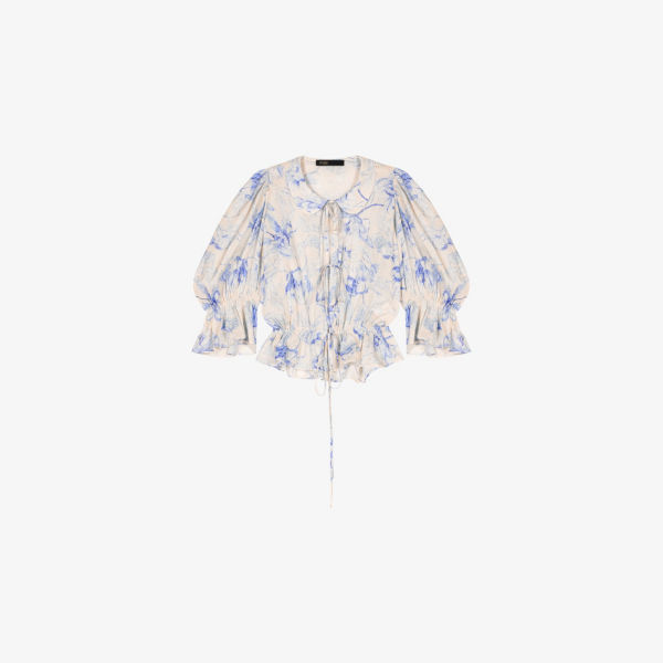 Блуза Maje с цветочным принтом и завязками из смесового льна, синий
Блуза Maje с цветочным принтом и завязками из смесового льна, синий