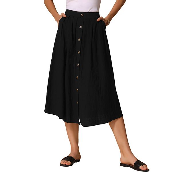 Юбка миди A-Line с плиссировкой, эластичным поясом, пуговицами спереди и карманом Inspire Chic, Black
Юбка миди A-Line с плиссировкой, эластичным поясом, пуговицами спереди и карманом Inspire Chic, Black