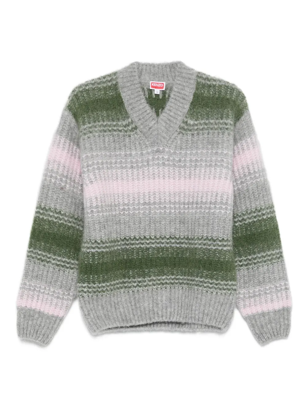 Полосатый свитер с V-образным вырезом KENZO, серый
Полосатый свитер с V-образным вырезом KENZO, серый