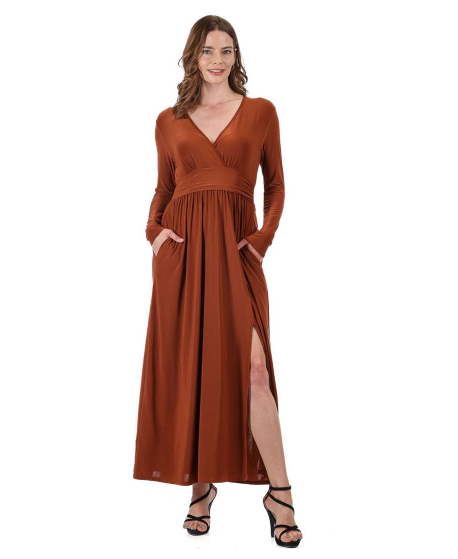 Женское длинное платье с длинными рукавами, V-образным вырезом и боковым разрезом 24seven Comfort Apparel, Tobacco
Женское длинное платье с длинными рукавами, V-образным вырезом и боковым разрезом 24seven Comfort Apparel, Tobacco