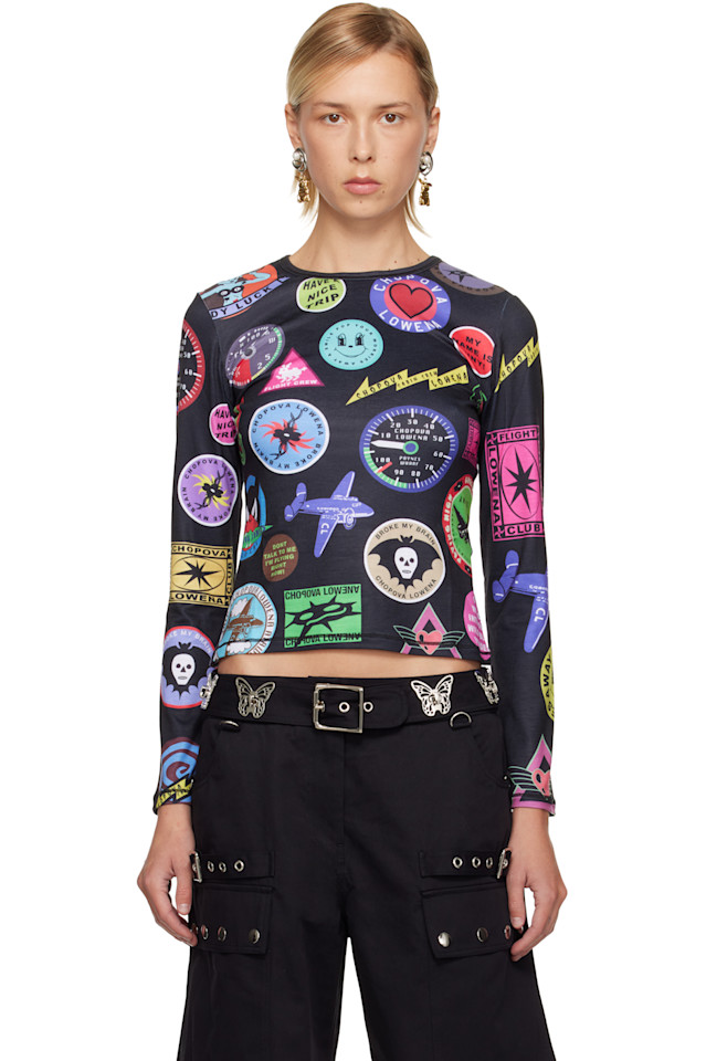 Chopova Lowena Облегающая футболка с черным принтом в виде нашивок, Черный, Chopova Lowena Облегающая футболка с черным принтом в виде нашивок
Chopova Lowena Облегающая футболка с черным принтом в виде нашивок, Черный, Chopova Lowena Облегающая футболка с черным принтом в виде нашивок