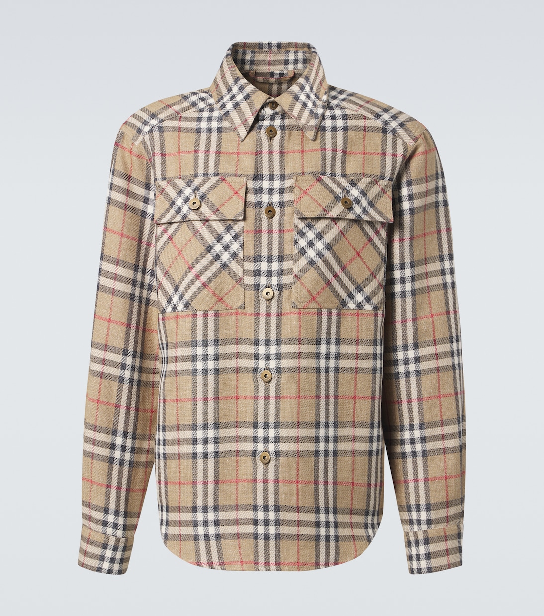Хлопковая и льняная рубашка Check Burberry, Nut Ip Check 
Хлопковая и льняная рубашка Check Burberry, Nut Ip Check