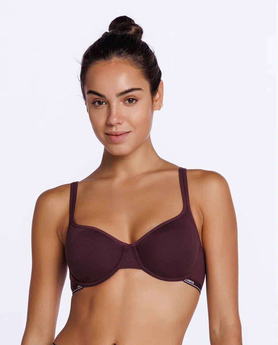 Эластичный хлопковый бюстгальтер на косточках с резиновым логотипом Punto Blanco, цвет Granate 
Эластичный хлопковый бюстгальтер на косточках с резиновым логотипом Punto Blanco, цвет Granate