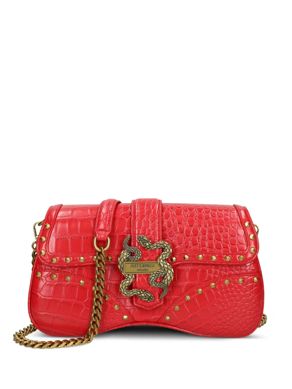 Сумка-сэтчел с тиснением под крокодила Just Cavalli, красный 
Сумка-сэтчел с тиснением под крокодила Just Cavalli, красный