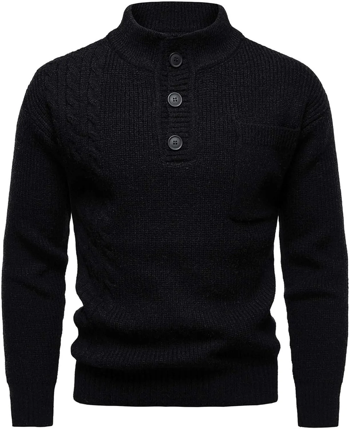 Мужской свитер с кабельной вязкой, длинные рукава, воротник стойка, карманы
Мужской свитер с кабельной вязкой, длинные рукава, воротник стойка, карманы