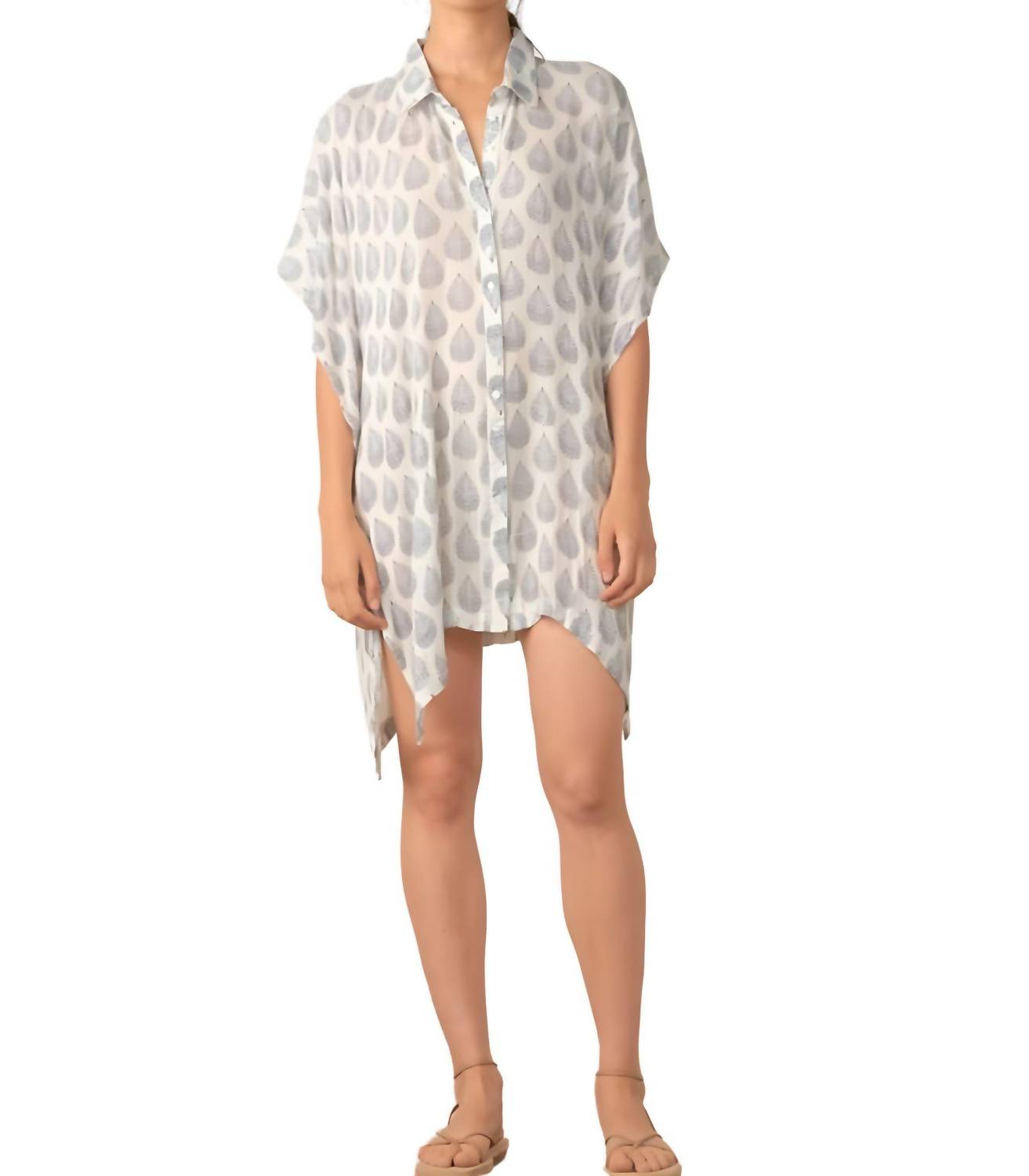 Длинное платье-блуза белого/темно-синего цвета ELAN
Длинное платье-блуза белого/темно-синего цвета ELAN