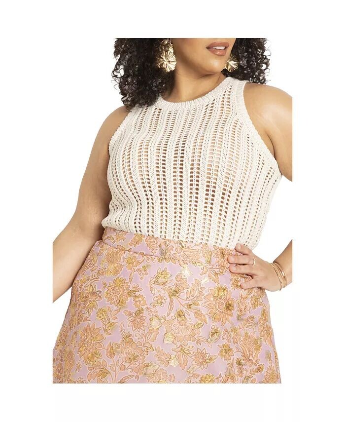 Женская майка большого размера, связанная крючком ELOQUII, желтый
Женская майка большого размера, связанная крючком ELOQUII, желтый