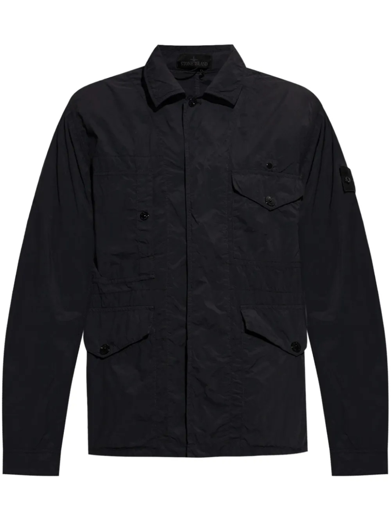 Куртка-рубашка Stone Island со складками и множеством карманов, черный 
Куртка-рубашка Stone Island со складками и множеством карманов, черный