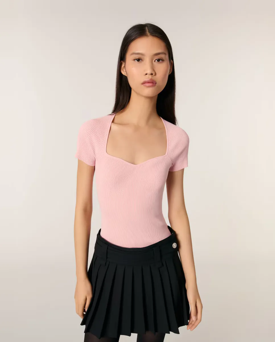 Женский облегающий топ в рубчик Maje, розовый
Женский облегающий топ в рубчик Maje, розовый