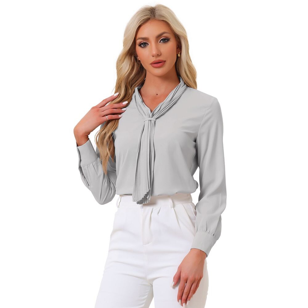 Женские блузки с длинными рукавами, шифоновая плиссированная офисная рубашка с завязками на шее ALLEGRA K, цвет Light Gray
Женские блузки с длинными рукавами, шифоновая плиссированная офисная рубашка с завязками на шее ALLEGRA K, цвет Light Gray