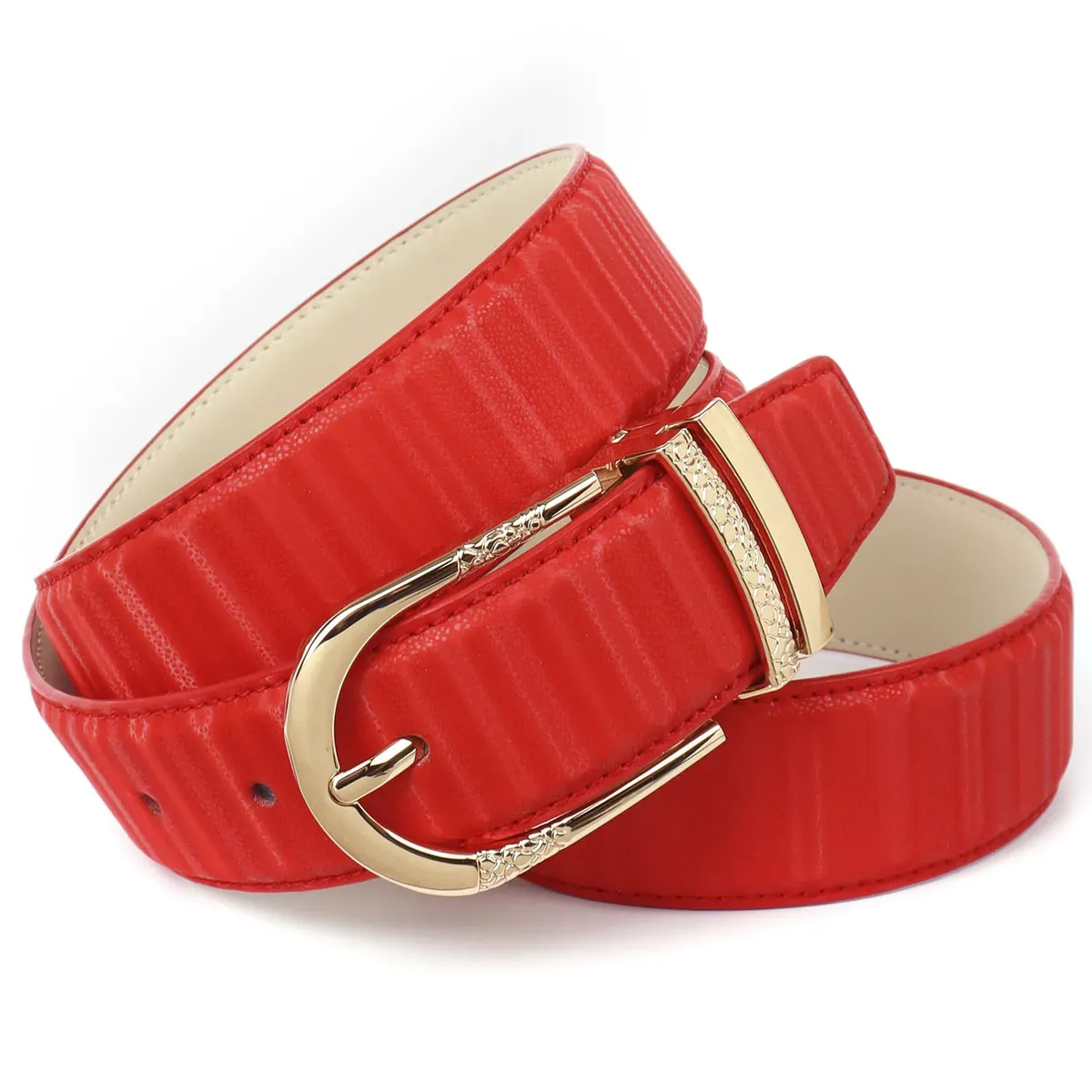 Кожаный ремень Anthoni Crown с изящной пряжкой золотого цвета, красный
Кожаный ремень Anthoni Crown с изящной пряжкой золотого цвета, красный