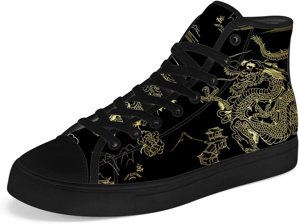 Высокие кеды из холста с драконом для мужчин и женщин, китайские кеды с драконом на высокой подошве, шнуровка, повседневная обувь, подарок для мужчин и женщин Chebing, черный/золотой
Высокие кеды из холста с драконом для мужчин и женщин, китайские кеды с драконом на высокой подошве, шнуровка, повседневная обувь, подарок для мужчин и женщин Chebing, черный/золотой