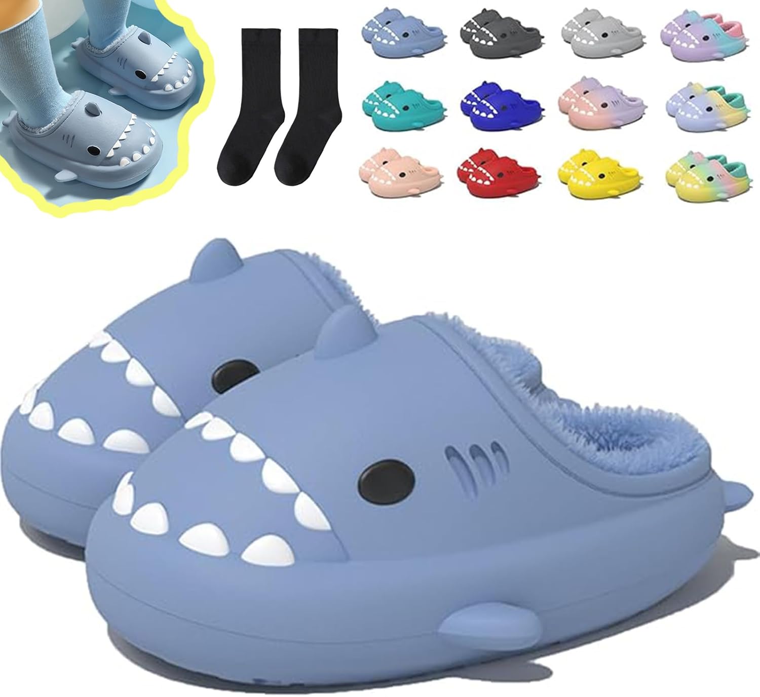 Зимние тапочки в виде акулы, тапочки с акулой со съемной плюшевой подкладкой, теплые зимние плюшевые удобные нескользящие шлепанцы Generic, синий
Зимние тапочки в виде акулы, тапочки с акулой со съемной плюшевой подкладкой, теплые зимние плюшевые удобные нескользящие шлепанцы Generic, синий