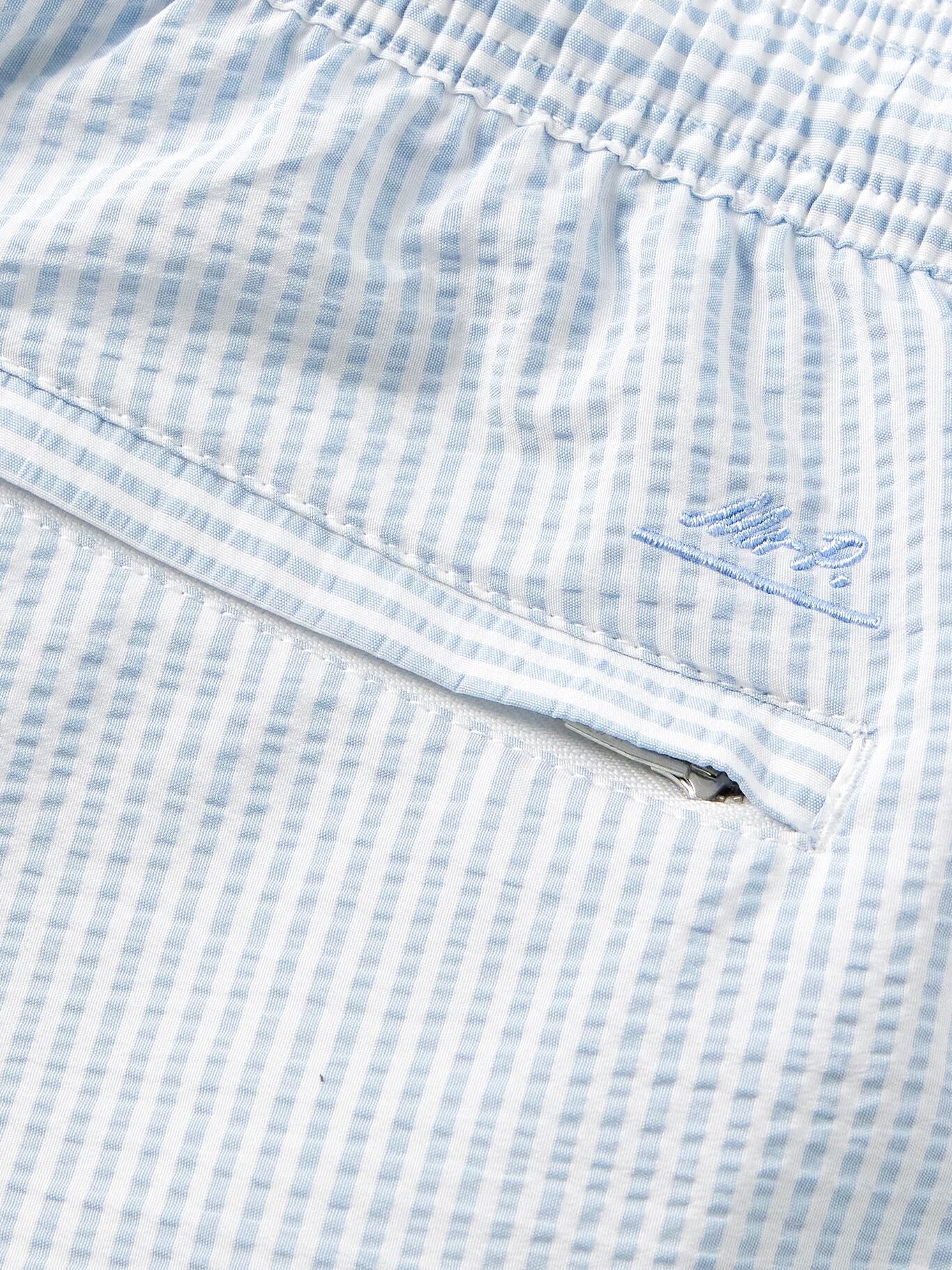 Прямые шорты для плавания средней длины из полосатой ткани сирсакер MR P., голубой
Прямые шорты для плавания средней длины из полосатой ткани сирсакер MR P., голубой