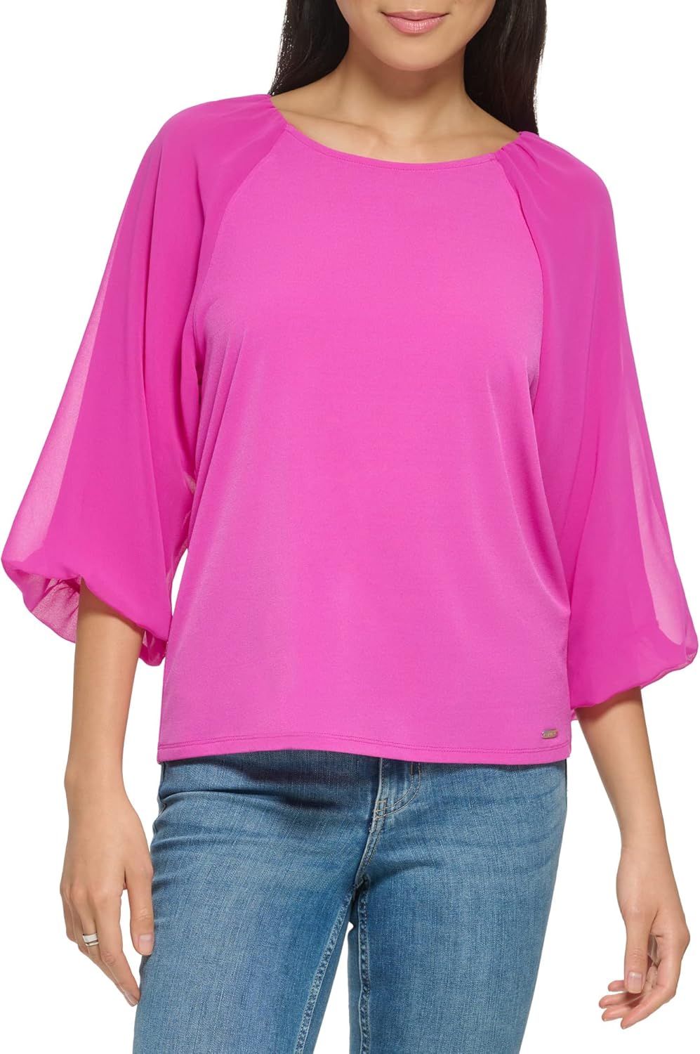 Женская блузка Calvin Klein свободного кроя из матового джерси с рукавами-фонариками и комбинированным кроем, Shocking Pink
Женская блузка Calvin Klein свободного кроя из матового джерси с рукавами-фонариками и комбинированным кроем, Shocking Pink