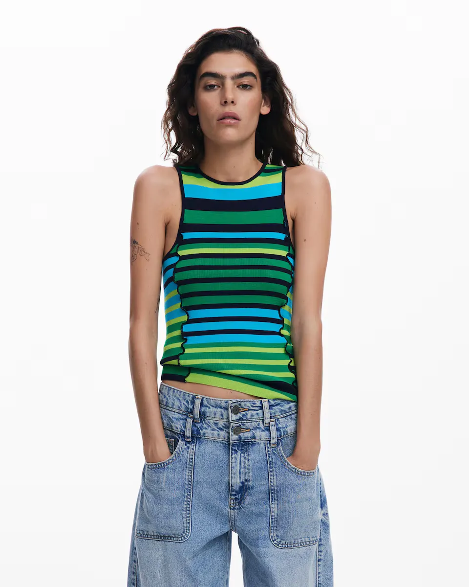 Женская футболка с полосатой отделкой Desigual, зеленый
Женская футболка с полосатой отделкой Desigual, зеленый