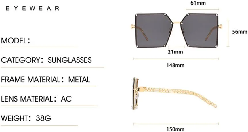 Солнцезащитные очки большого размера с градиентным переходом цвета, винтажная оправа из сплава с цепочкой и заклепками, женская солнцезащитная очка 2027 года MTZJH, 3
Солнцезащитные очки большого размера с градиентным переходом цвета, винтажная оправа из сплава с цепочкой и заклепками, женская солнцезащитная очка 2027 года MTZJH, 3