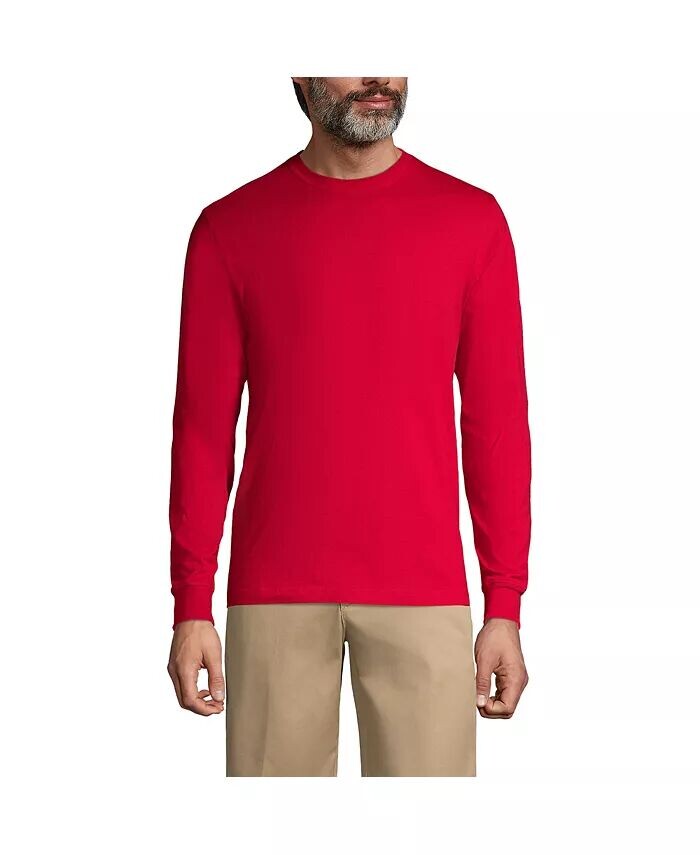 Мужская футболка Essential с длинным рукавом для школьной формы Lands' End, красный 
Мужская футболка Essential с длинным рукавом для школьной формы Lands' End, красный