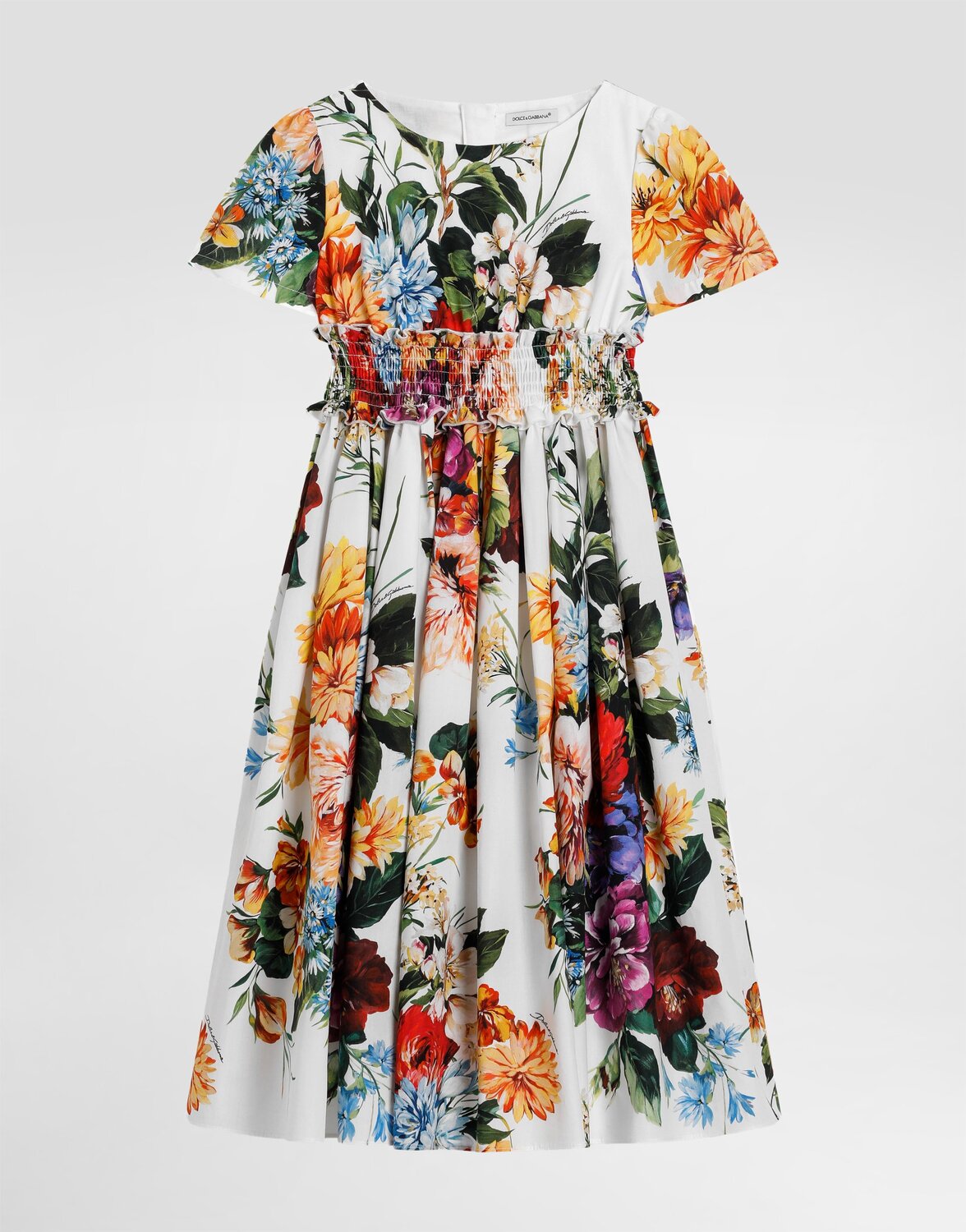 Хлопковое платье с короткими рукавами и цветочным принтом Dolce&Gabbana, мультиколор
Хлопковое платье с короткими рукавами и цветочным принтом Dolce&Gabbana, мультиколор