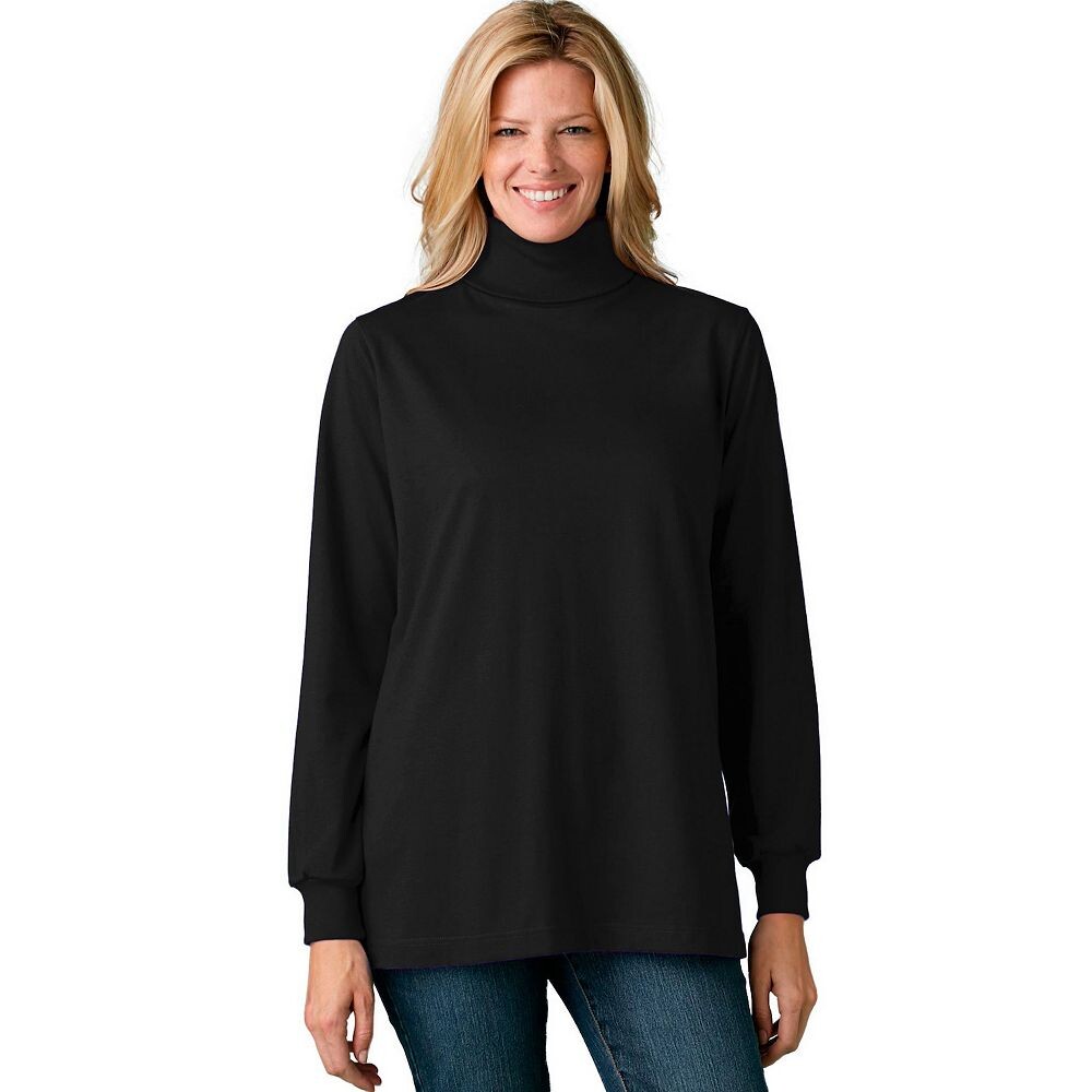 Женщина в женской идеальной водолазке с длинными рукавами больших размеров Woman Within, черный 
Женщина в женской идеальной водолазке с длинными рукавами больших размеров Woman Within, черный