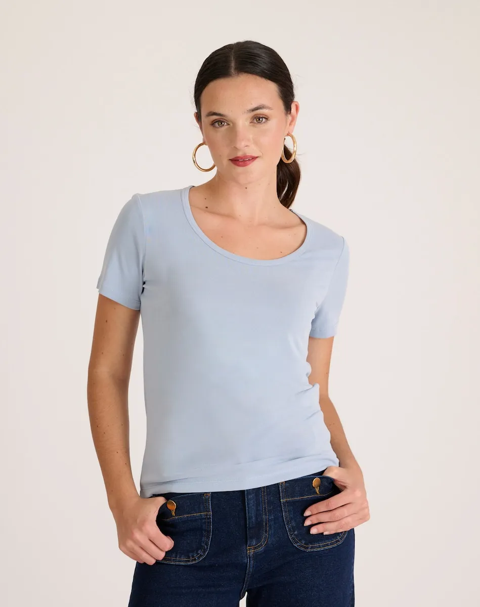 Базовая женская футболка с круглым вырезом Naf Naf, голубой
Базовая женская футболка с круглым вырезом Naf Naf, голубой