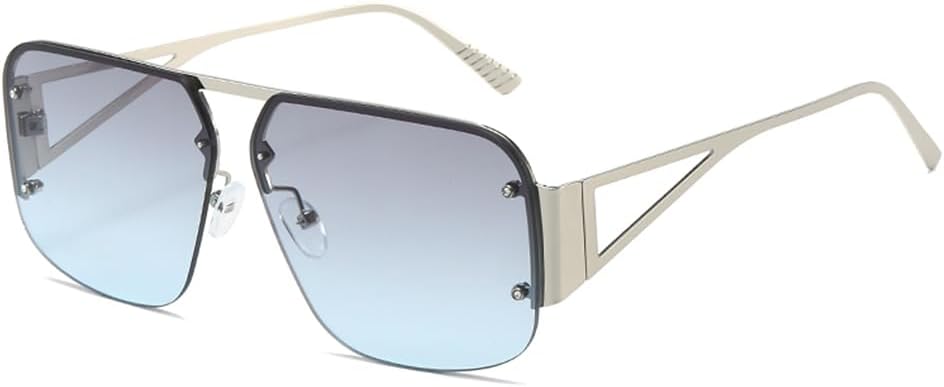 Ретро-стильные солнцезащитные очки-авиаторы для мужчин и женщин, большие квадратные, в металлической безрамочной оправе, модель BS9000 BAODAREN, Silver Frame/Gray Blue Lens
Ретро-стильные солнцезащитные очки-авиаторы для мужчин и женщин, большие квадратные, в металлической безрамочной оправе, модель BS9000 BAODAREN, Silver Frame/Gray Blue Lens