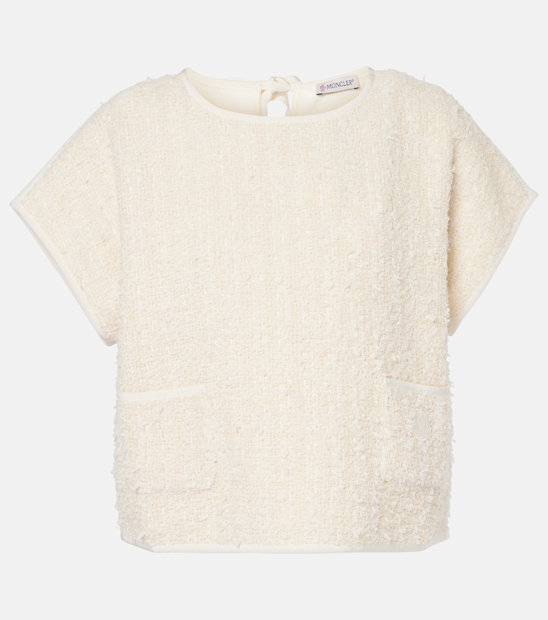 Топ из хлопка и шелка в стиле твид Moncler 
Топ из хлопка и шелка в стиле твид Moncler