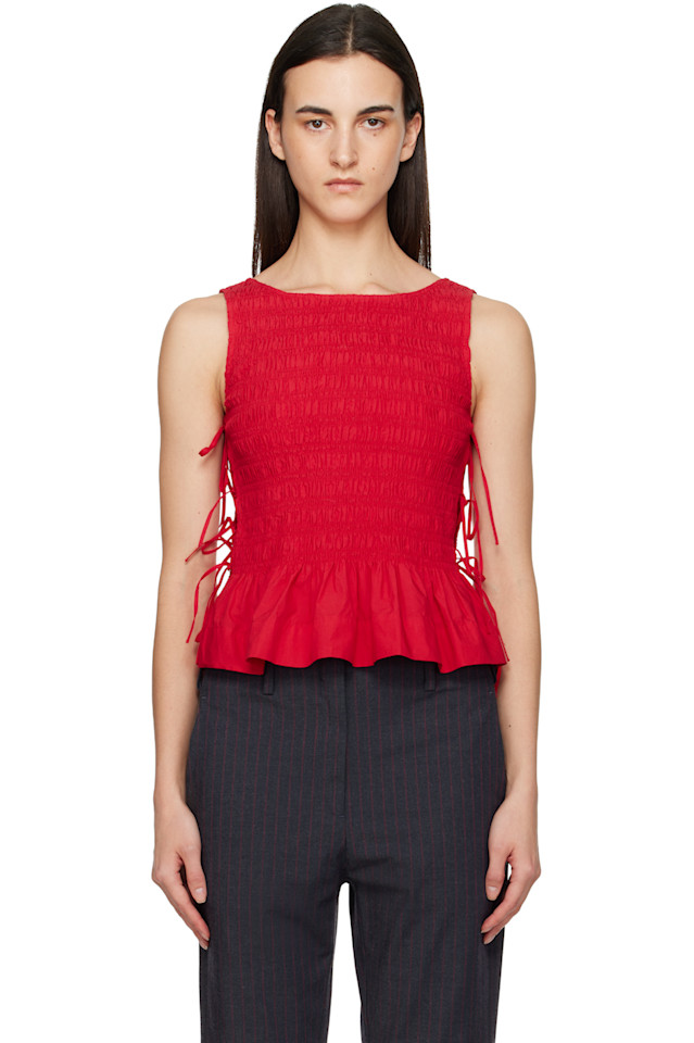 Ganni Красная хлопковая рубашка-рубашка с галстуком-бабочкой
Ganni Красная хлопковая рубашка-рубашка с галстуком-бабочкой