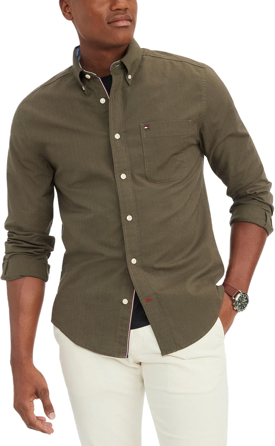 Мужская рубашка-оксфорд с длинным рукавом и застежкой на пуговицы Tommy Hilfiger, эластичный крой, классический крой, Army Green
Мужская рубашка-оксфорд с длинным рукавом и застежкой на пуговицы Tommy Hilfiger, эластичный крой, классический крой, Army Green