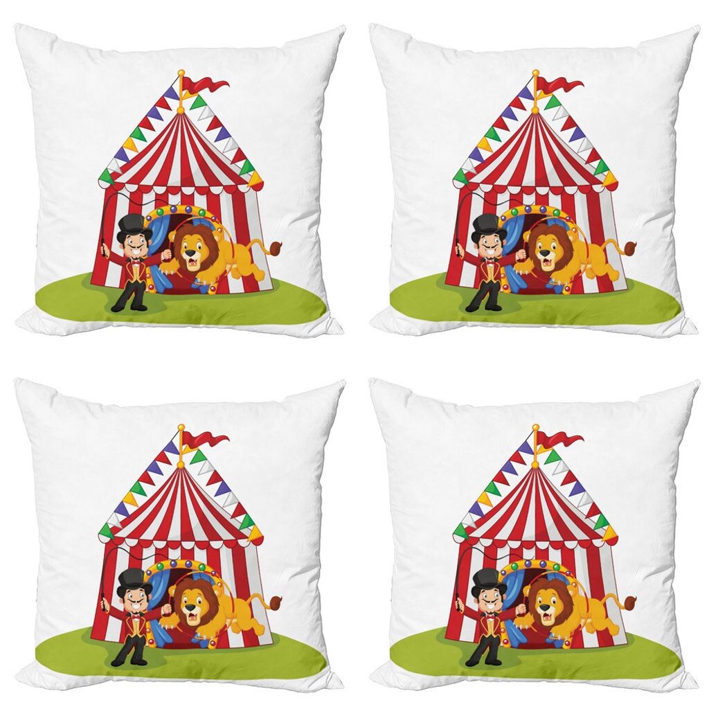 ABAKUHAUS Circus Набор чехлов для подушек (4 предмета), кольцо с мультяшным львом, современная двусторонняя цифровая печать, 60 см x 60 см, разноцветные
ABAKUHAUS Circus Набор чехлов для подушек (4 предмета), кольцо с мультяшным львом, современная двусторонняя цифровая печать, 60 см x 60 см, разноцветные