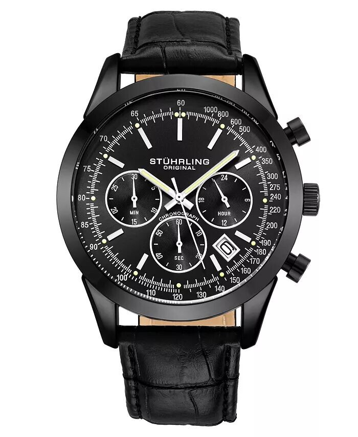 Мужские часы Monaco, черная кожа, черный циферблат, круглые часы 44 мм Stuhrling
Мужские часы Monaco, черная кожа, черный циферблат, круглые часы 44 мм Stuhrling