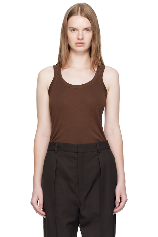 Lemaire Майка в коричневую ребристую отделку
Lemaire Майка в коричневую ребристую отделку