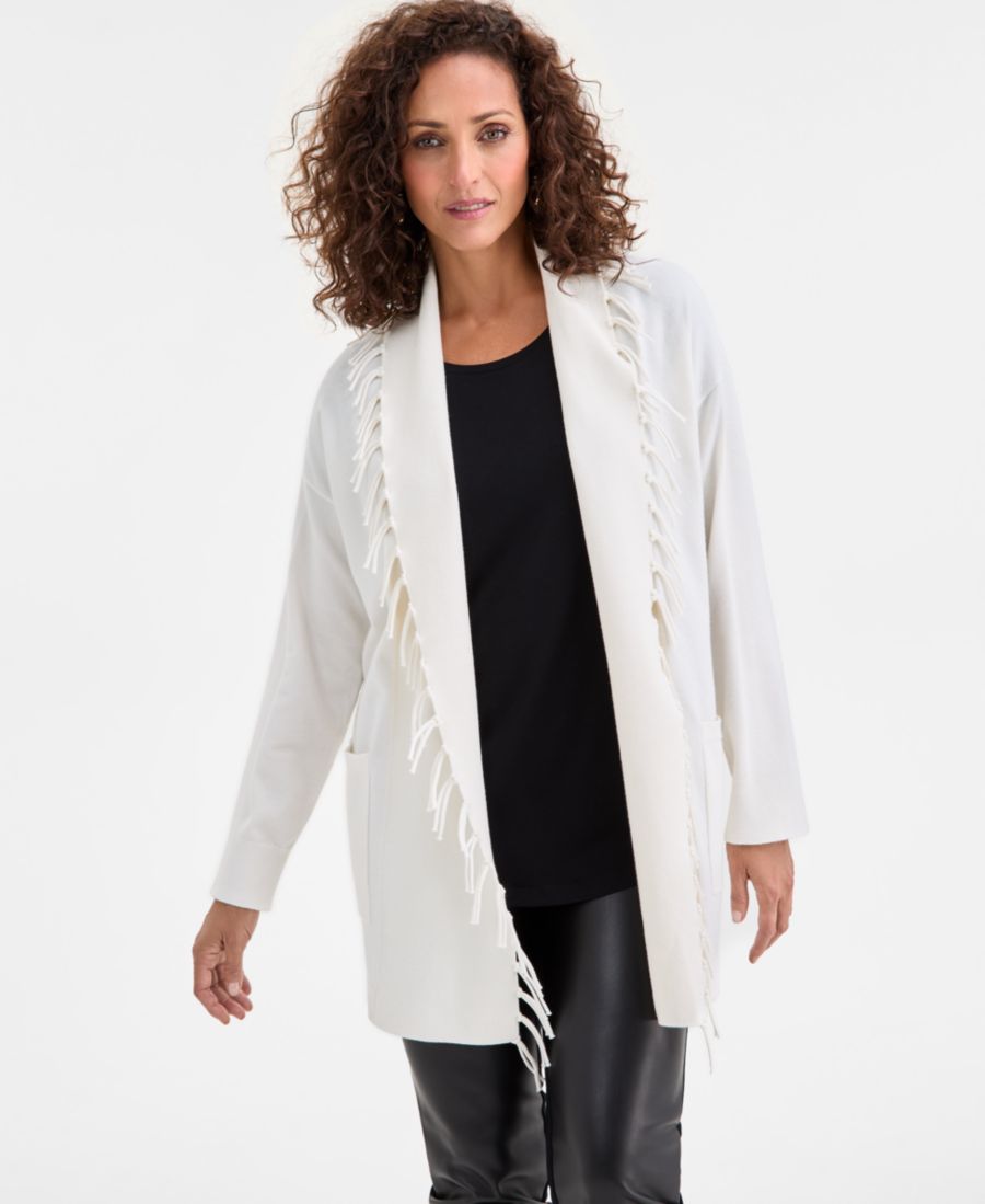 Женский кардиган с бахромой, воротником-шалью и открытым передом, эксклюзивно представлен в Macy's JM Collection, Neo Natural
Женский кардиган с бахромой, воротником-шалью и открытым передом, эксклюзивно представлен в Macy's JM Collection, Neo Natural
