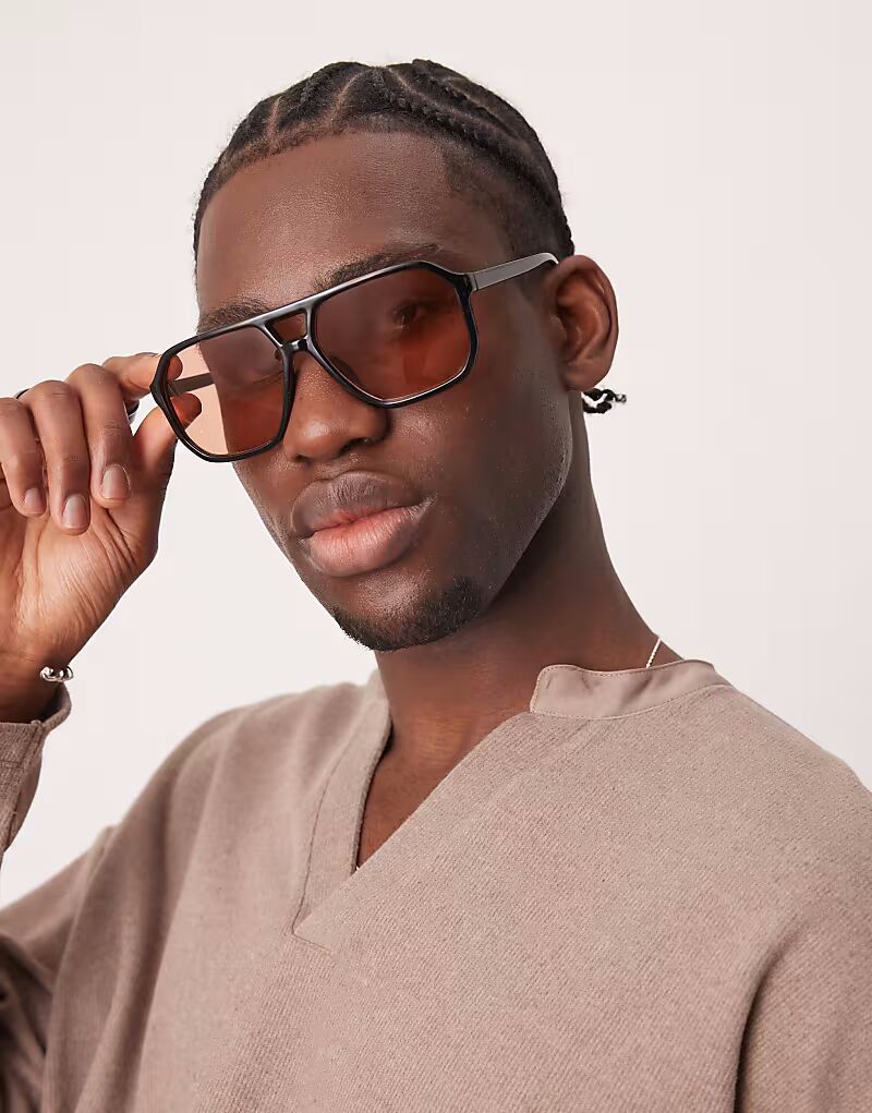 Солнцезащитные очки-авиаторы ASOS DESIGN черного цвета с янтарными линзами
Солнцезащитные очки-авиаторы ASOS DESIGN черного цвета с янтарными линзами