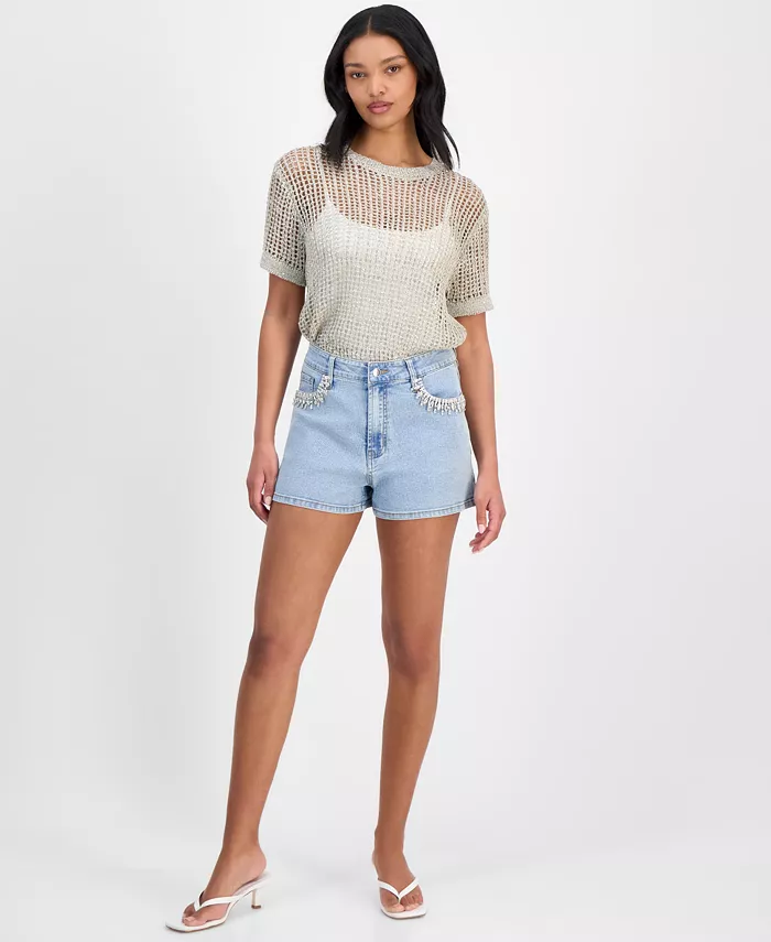 Женские джинсовые шорты с карманами, украшенными стразами Bar III, синий
Женские джинсовые шорты с карманами, украшенными стразами Bar III, синий