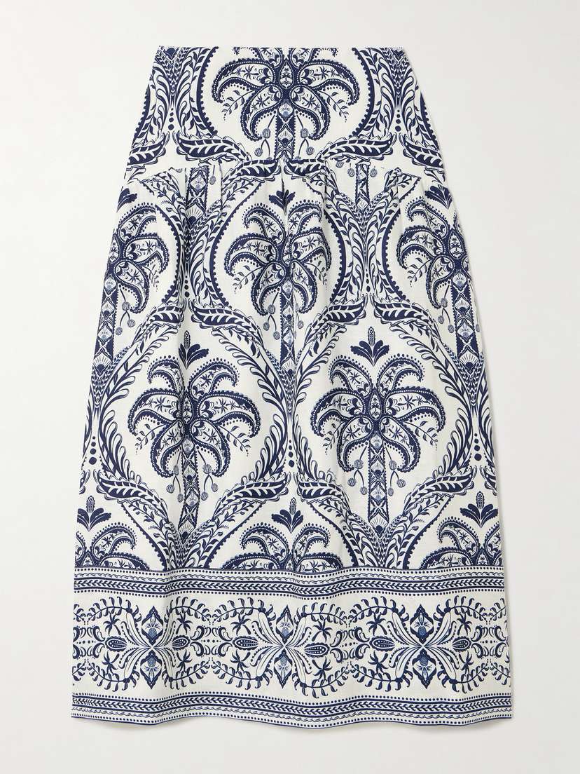 Юбка миди из льна с принтом в виде камеи и сборками Farm Rio, синий
Юбка миди из льна с принтом в виде камеи и сборками Farm Rio, синий